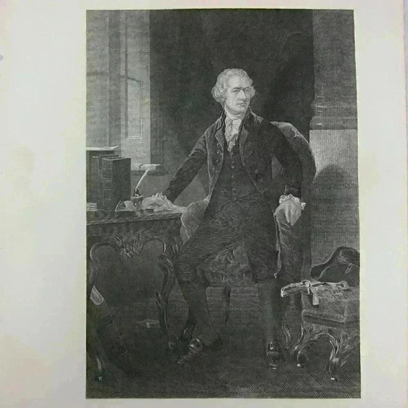 Art Print Alexander Hamilton Portrait America Founding Father Antique 1867 RARE - Picture 1 of 12